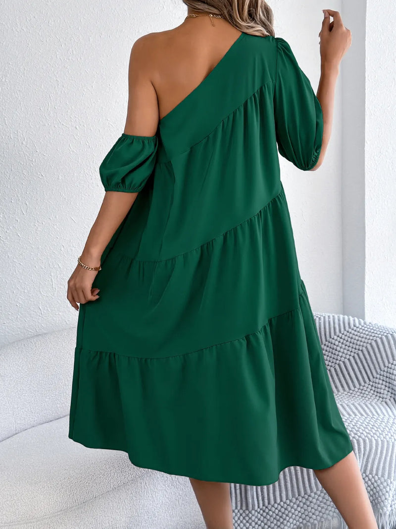 Elara Single Shoulder Tiered Dress