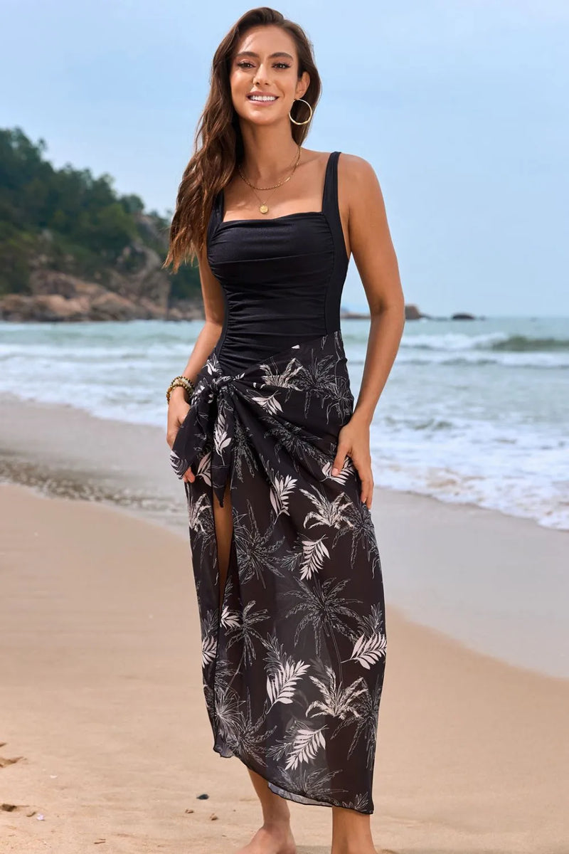 Isla Square Neck One-Piece and Sarong Set